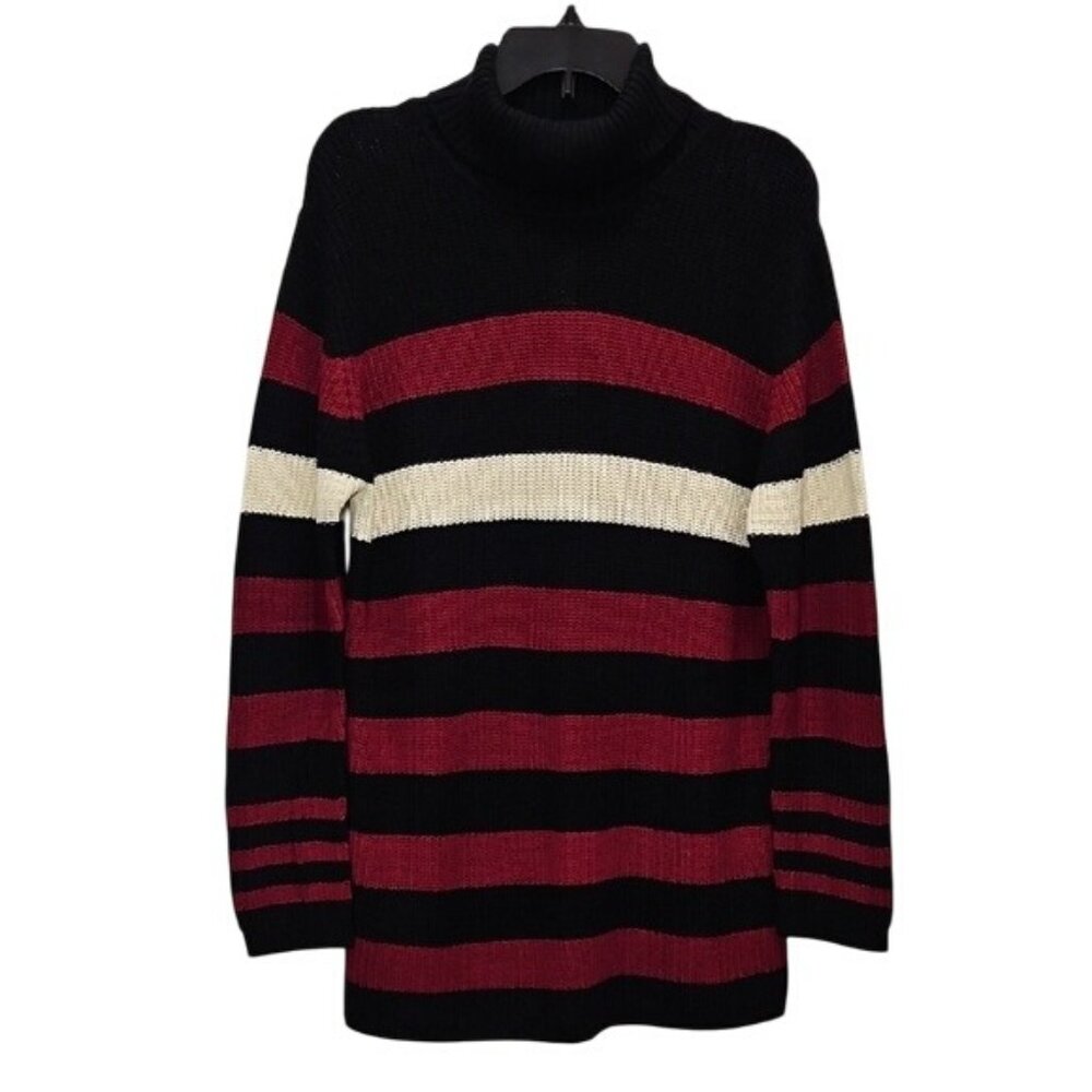 Central Park West Striped Turtleneck Sweater Small New Oversized Tunic Outdoor